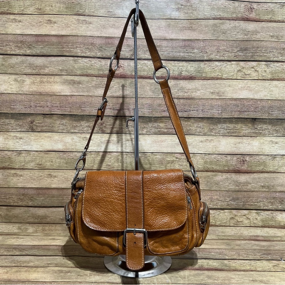 Roots Brown Leather Shoulder Bag